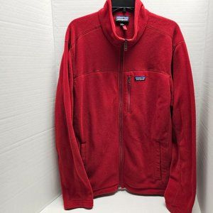 Patagonia Mens Soft Fleece Red Jacket Full Zipper Chest Vent Pockets L Large